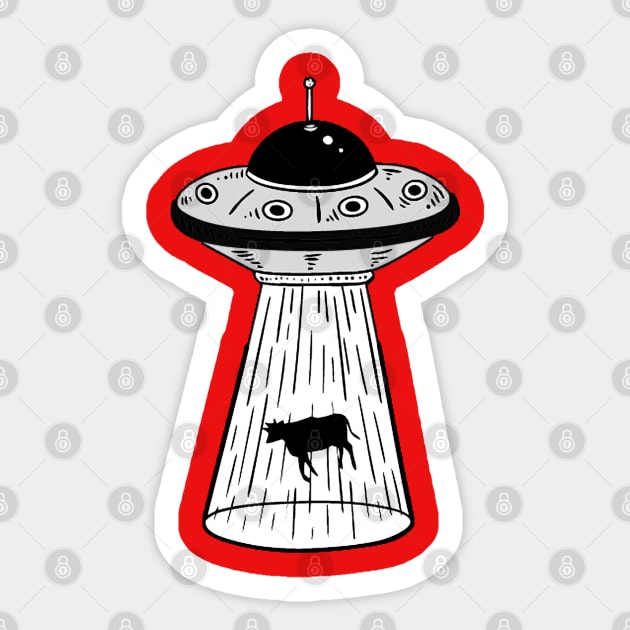 cow ufo abduction Sticker by kiwodesign